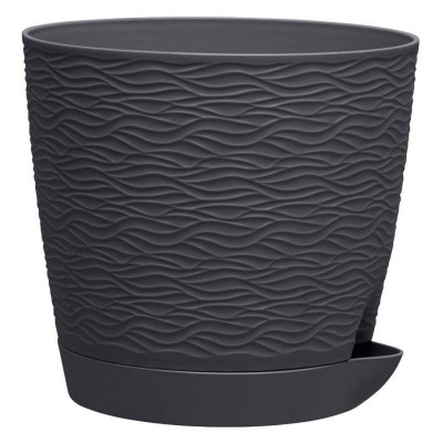 Кашпо пластиковое  1,5 л поддон антрацит Блюз Bmc
