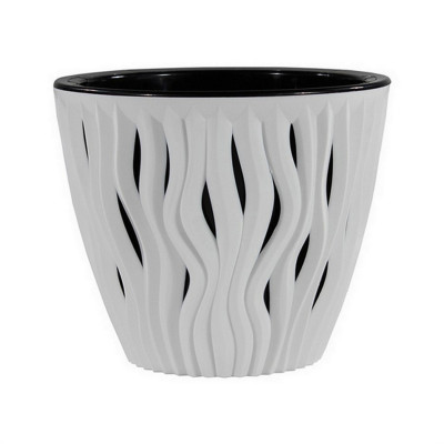 Кашпо пластиковое 1,6 л белый черная вставка Вдохновение Bmc Кашпо пластиковое 1,6 л белый черная вставка Вдохновение Bmc