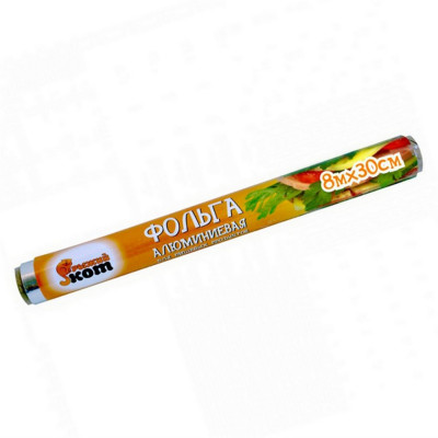 Фольга алюминиевая пищевая 30 см х 8 м 9 мкм Рыжий кот