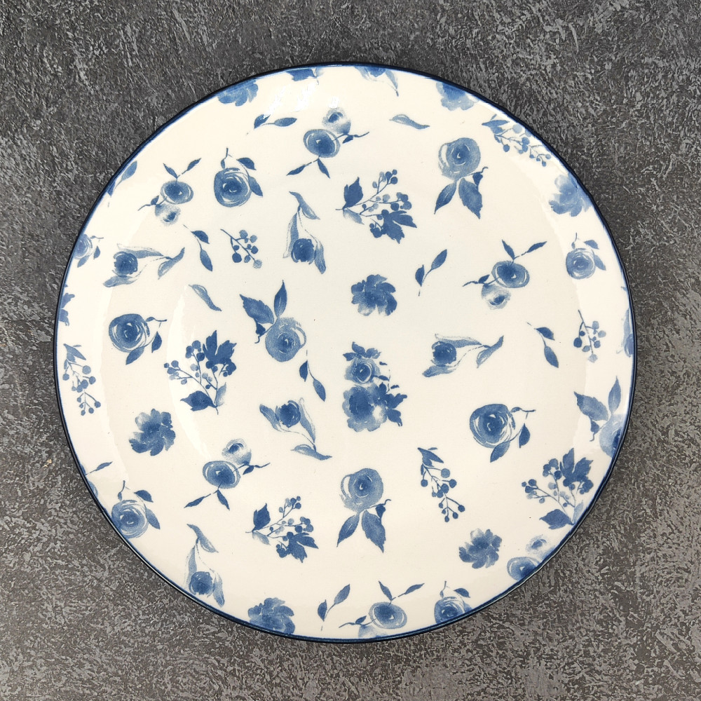 Тарелка фарфоровая обеденная 24 см Blue calico Коралл