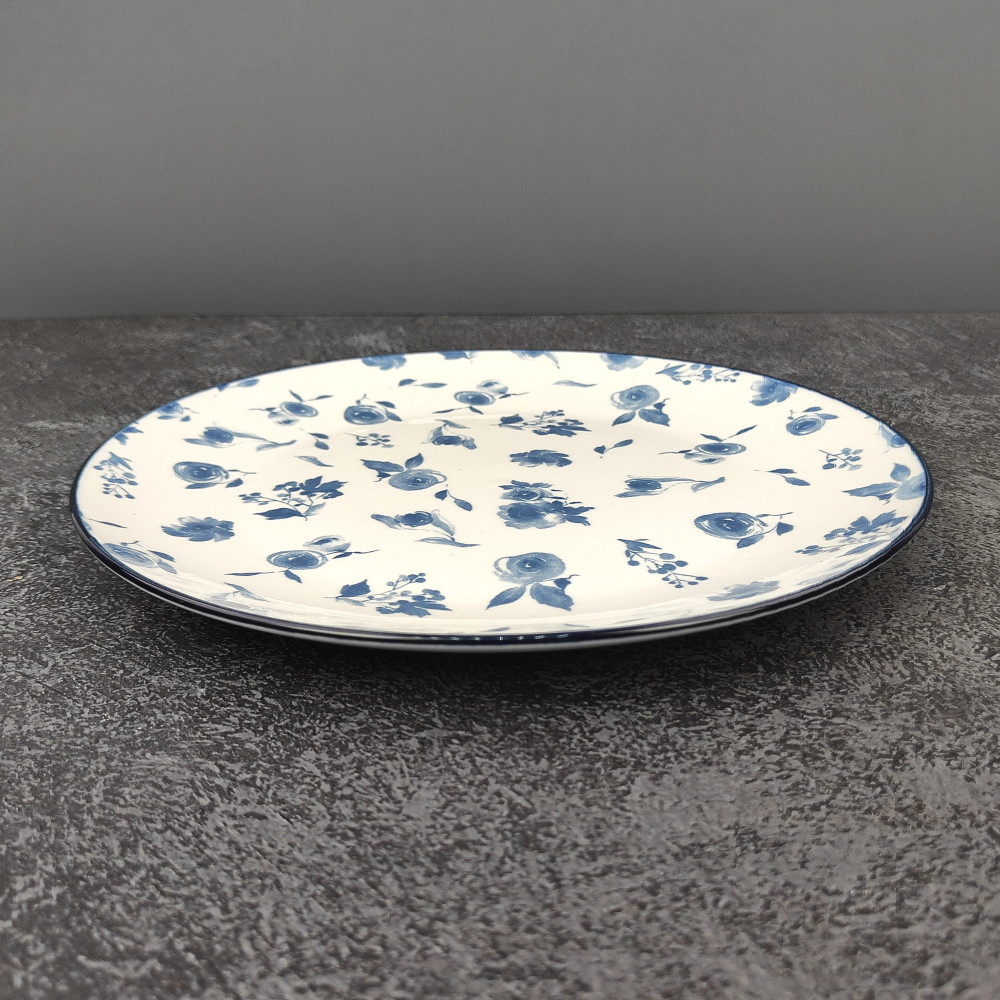 Тарелка фарфоровая обеденная 24 см Blue calico Коралл