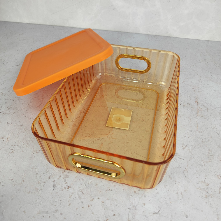 Cнимок Контейнер пластиковый 260х185х85 мм пласт крышка тонированный оранжевый Волна Baizheng