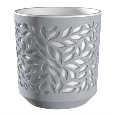 Кашпо пластиковое  1,25 л серый белая вставка Leaves Bmc