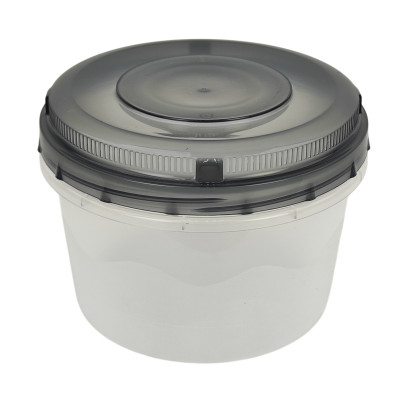 Контейнер пластиковый 0,7 л круглый прозрачный винт крышка серый  Альтернатива