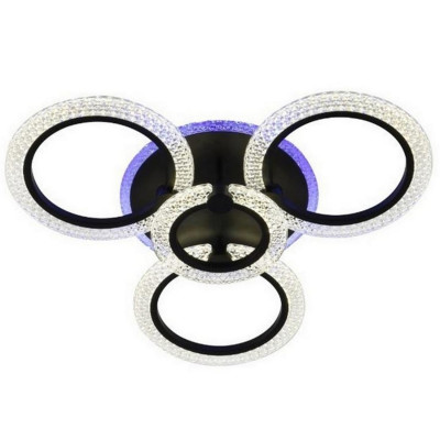 Люстра светодиодная 4 плафона 66*13см 80Вт 3300LM 15м2 3 цвета прилож пульт черный Baizheng