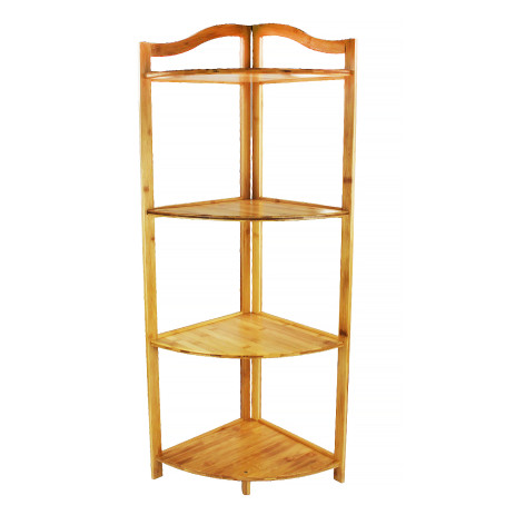 Этажерка бамбуковая 4-х ярусная 100х31х26 см угловая светлый дуб Baizheng