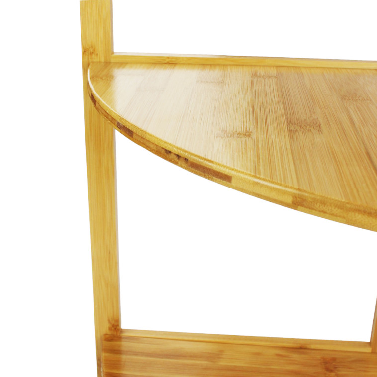 Картинка Этажерка бамбуковая 4-х ярусная 100х31х26 см угловая светлый дуб Baizheng