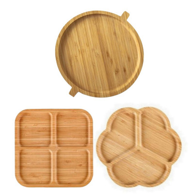 Менажница бамбуковая 2 шт + Поднос бамбуковый 1 шт Baizheng