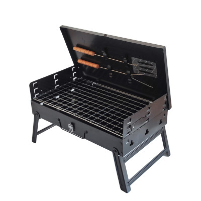 Гриль нерж сталь переносной 44*27*47 см толщ металла 0,8 мм крышка YM-009 Baizheng