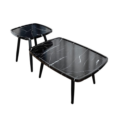 Стол МДФ журнальный 60*38/50*48 см 2в1 каркас металл черный мрамор Baizheng Стол МДФ журнальный 60*38/50*48 см 2в1 каркас металл черный мрамор Baizheng