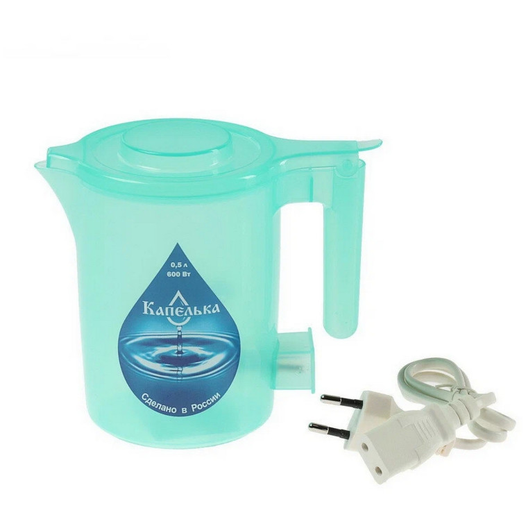 Фото Чайник пластиковый электрический 0,5 л 0,6 кВт зеленый Капелька