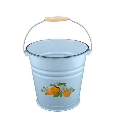Ведро эмалированное 12 л без крышки серо-голубой Абрикосы Стальэмаль