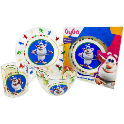 Набор стеклянный детской посуды 3 предмета под упак Буба Мфк