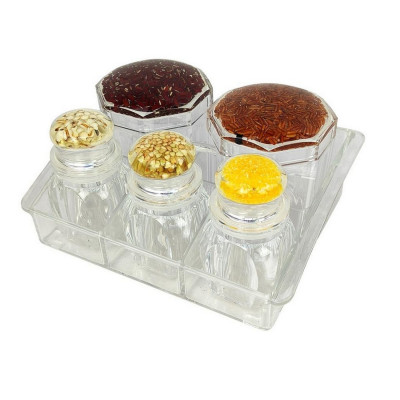 Набор пластиковый для специй 6 предметов подставка прозрачный Jam Jar Fessle Набор пластиковый для специй 6 предметов подставка прозрачный Jam Jar Fessle