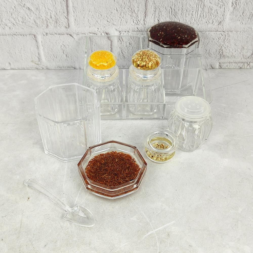 Набор пластиковый для специй 6 предметов подставка прозрачный Jam Jar Fessle