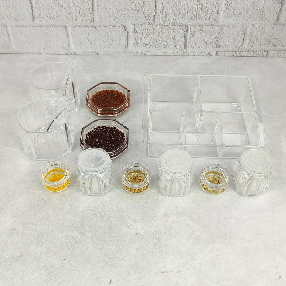 Набор пластиковый для специй 6 предметов подставка прозрачный Jam Jar Fessle