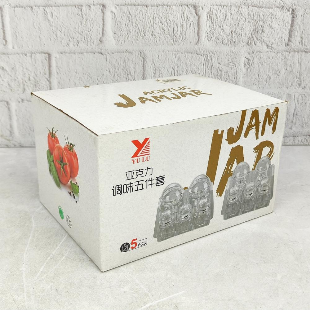 Набор пластиковый для специй 6 предметов подставка прозрачный Jam Jar Fessle