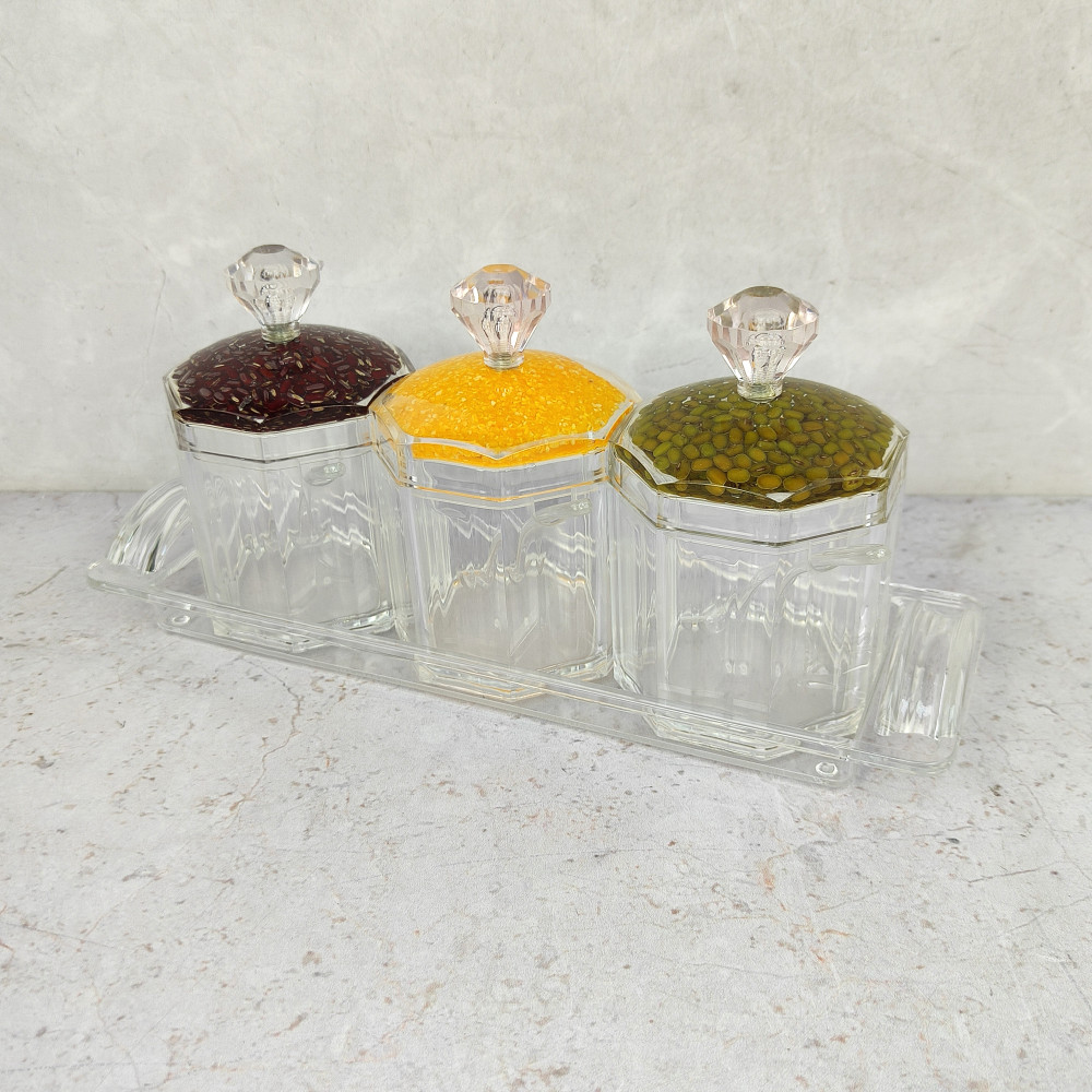Набор пластиковый для специй 7 ложка подставка прозрачный Jam Jar Fessle