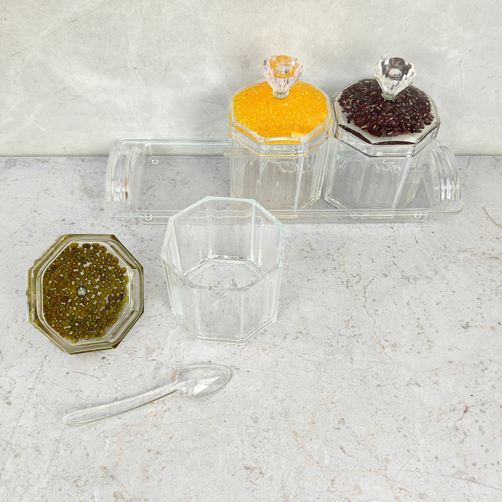 Набор пластиковый для специй 7 ложка подставка прозрачный Jam Jar Fessle