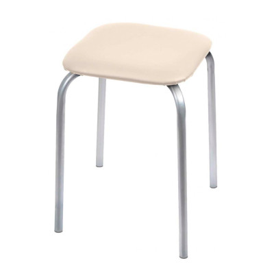 Табурет металлический 370*370*460 мм с мягким сиденьем слоновая кость Классика 3 Nika