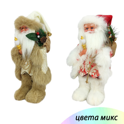 Фигурка новогодняя 30 см пушистый костюм музыкальный микс Дед Мороз NP-5321 Baizheng