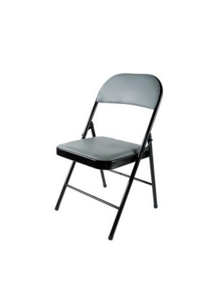 Стул металлический складной Baizheng 76×46×44 см, винилискожа, серый