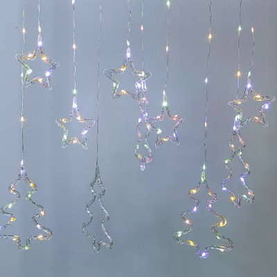 Гирлянда светодиодная 3 м 5 звезд 5 елок 50*70 мм бахрома пластик мультицвет NP-1292 Fex
