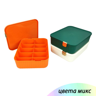 Органайзер пластиковый 300х230х80 мм 10 ячеек для белья крышка на защелках ассорти Baizheng