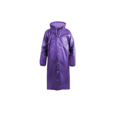 Дождевик-плащ 75*120 см 110 мк с капюшоном на кнопках фиолетовый EVA Komfi