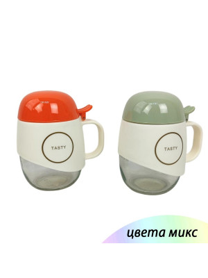 Бутылка стеклянная 11х8.3х12 см пласт крышка Baizheng