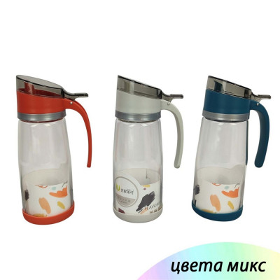 Бутылка стеклянная 680 мл для масла пластиковая крышка микс XB-2056 Baizheng