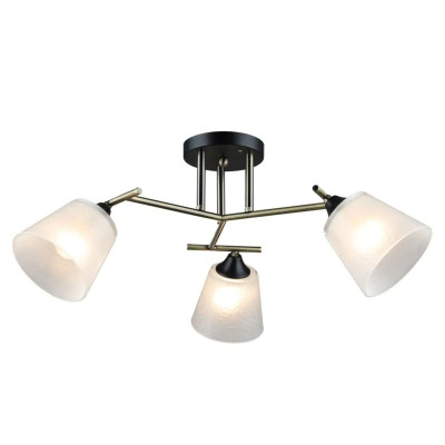 Люстра 3 плафона 60*25 см Е27 60Вт 12м2 плафон стекло черный бронза Baizheng