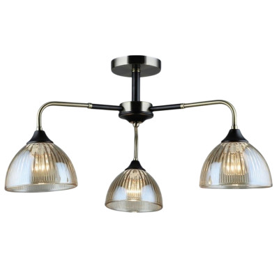 Люстра 3 плафона 60*25 см Е27 60Вт 12м2 плафон стекло черный бронза Baizheng