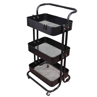 Этажерка пластиковая 3-х ярусная 45х37х82 см на колесах микс Baizheng