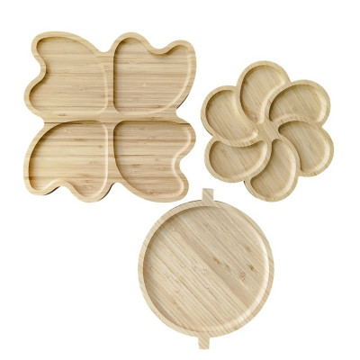 Менажница бамбуковая 2 шт +Поднос бамбуковый 1 шт Baizheng