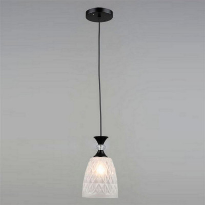 Люстра кухонная 1 плафон 14*15,5*80 см Е27 60Вт 4м2 плафон стекло черный Baizheng