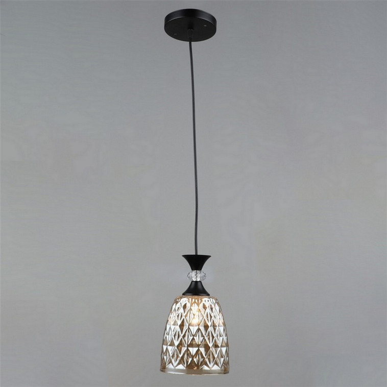 Люстра кухонная 1 плафон 14*15,5*80 см Е27 60Вт 4м2 плафон стекло черный Baizheng