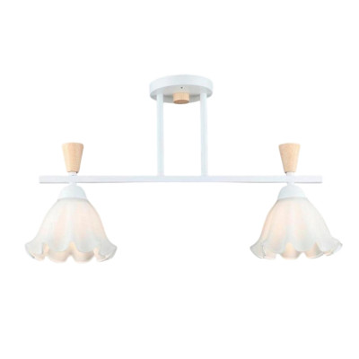 Люстра 2 плафона 56,5*16,5*32,5 см Е27 60Вт 9м2 дерево плафон стекло белый Baizheng