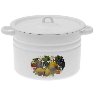 Кастрюля эмалированная 8 л пластиковая кнопка белый Йогурт Стальэмаль