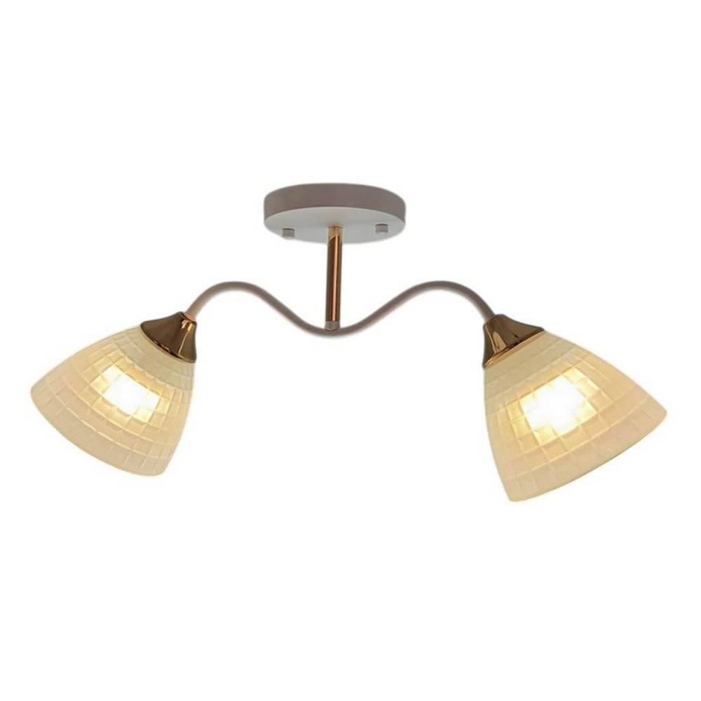 Люстра 2 плафона 46*13,5*23 см Е27 60Вт 9 м2 плафон стекло бело-золотой Baizheng