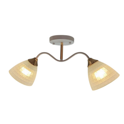 Люстра 2 плафона 46*13,5*23 см Е27 60Вт 9 м2 плафон стекло бело-золотой Baizheng