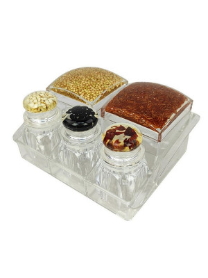 Набор пластиковый для специй 6 предметов подставка прозрачный Jam Jar Fessle Набор пластиковый для специй 6 предметов подставка прозрачный Jam Jar Fessle