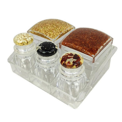 Набор пластиковый для специй 6 предметов подставка прозрачный Jam Jar Fessle Набор пластиковый для специй 6 предметов подставка прозрачный Jam Jar Fessle