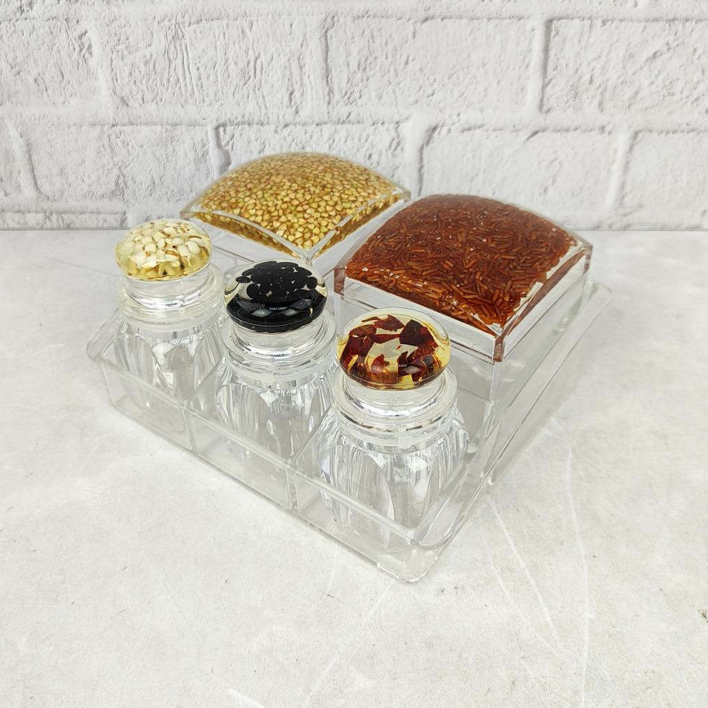 Набор пластиковый для специй 6 предметов подставка прозрачный Jam Jar Fessle