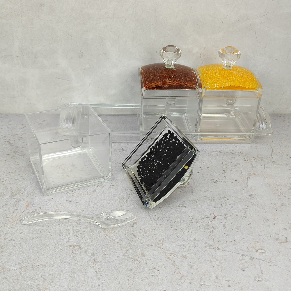Набор пластиковый для специй 7 предметов ложка подставка прозрачный Jam Jar Fessle