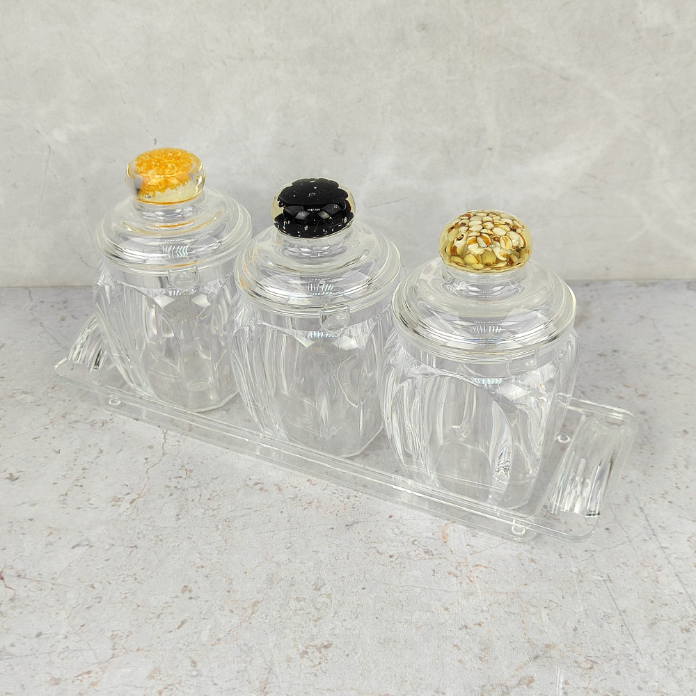 Набор пластиковый для специй 7 предметов ложка подставка прозрачный Jam Jar Fessle