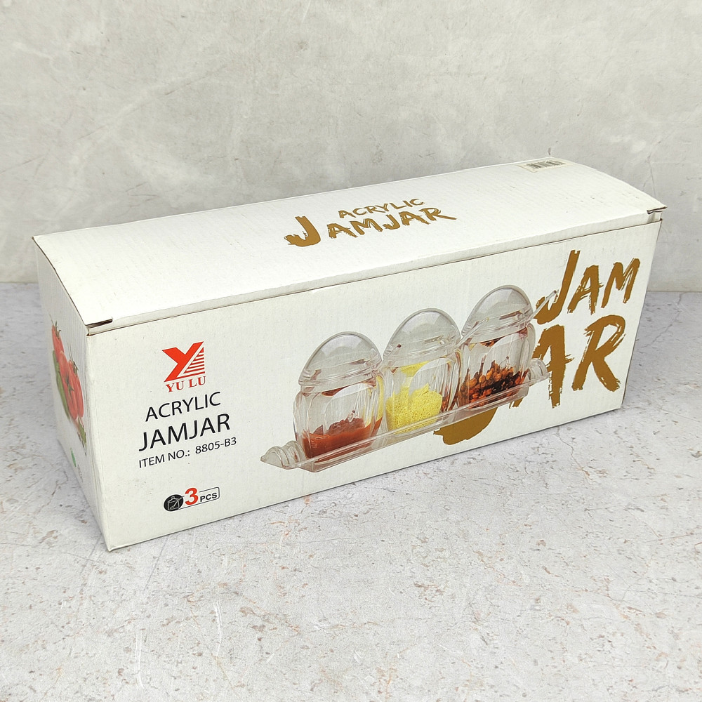 Набор пластиковый для специй 7 предметов ложка подставка прозрачный Jam Jar Fessle