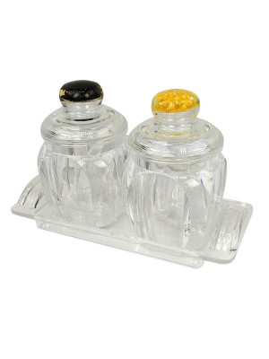 Набор пластиковый для специй 5 предметов ложка подставка прозрачный Jam Jar Fessle Набор пластиковый для специй 5 предметов ложка подставка прозрачный Jam Jar Fessle