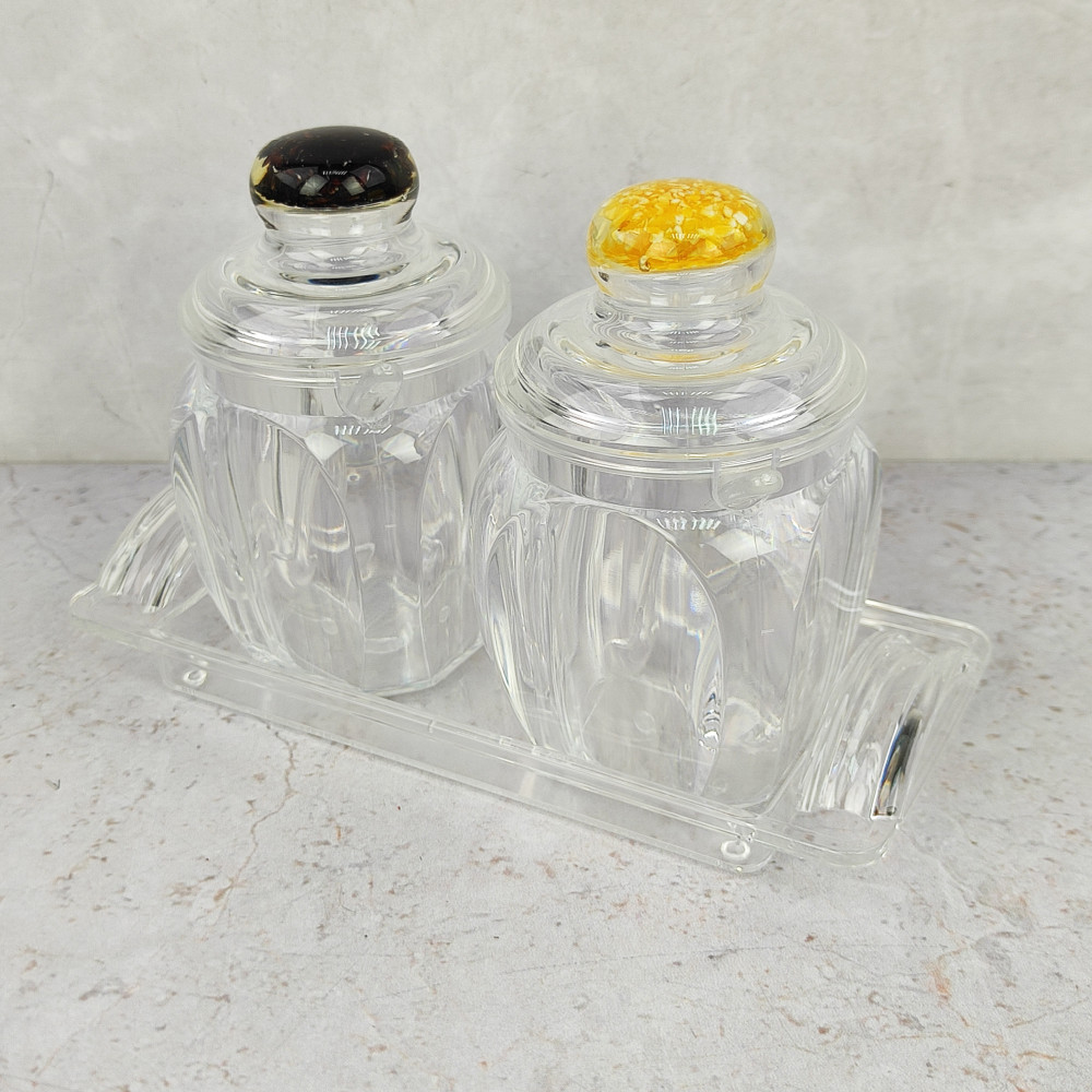 Набор пластиковый для специй 5 предметов  ложка подставка прозрачный Jam Jar Fessle