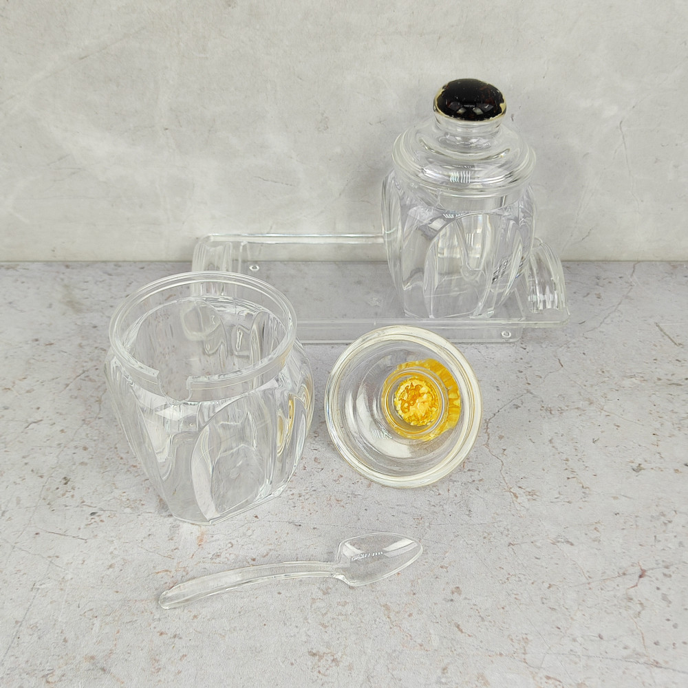 Набор пластиковый для специй 5 предметов  ложка подставка прозрачный Jam Jar Fessle